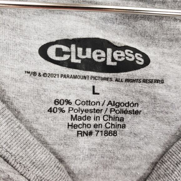 Clueless Movie T Shirt Juniors Size L Gray Short Sleeve #Whatever Graphic Print - Picture 5 of 5